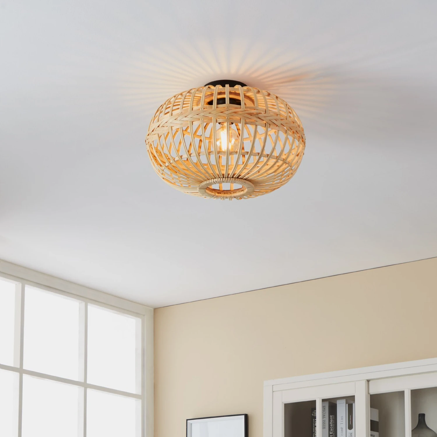 EGLO Plafonnier Amsfield En Bambou, Ovale 4 EGLO Plafonnier Amsfield En Bambou, Ovale – Image 2