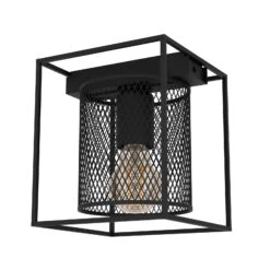 EGLO Plafonnier Catterick, Noir, Un Abat-jour Cage -Luminaire 10001763 2