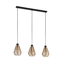 EGLO Suspension Adwickle, 3 Abat-jour En Fil Naturel