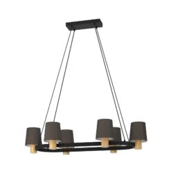 EGLO Lustre Edale, 6 Abat-jour Tissu Cappuccino, Ovale -Luminaire 10001771 2