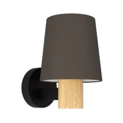 EGLO Applique Edale Abat-jour Tissu Cappuccino, Bois -Luminaire 10001772 2