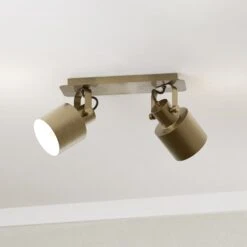 EGLO Spot Plafond Southery à 2 Lampes Crème-doré Brossé