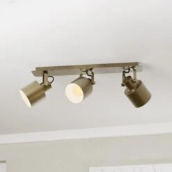 EGLO Spot Plafond Southery à 3 Lampes Crème-doré Brossé