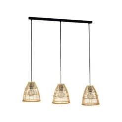 EGLO Suspension Ayesgarth Avec Trois Abat-jour En Rotin