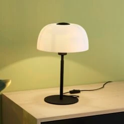 EGLO Lampe à Poser Solo 2, Verre Opale/noire