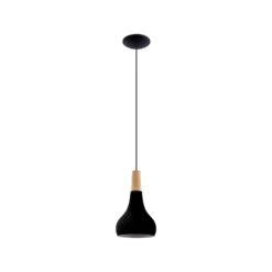 EGLO Suspension Sabinar, à 1 Lampe, Noire, Ø 18 cm