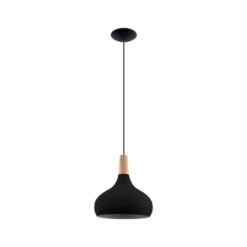 EGLO Suspension Sabinar, à 1 Lampe, Noire, Ø 28 cm