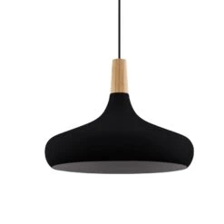 EGLO Suspension Sabinar, à 1 Lampe, Noire, Ø 40 cm -Luminaire 10001823 1