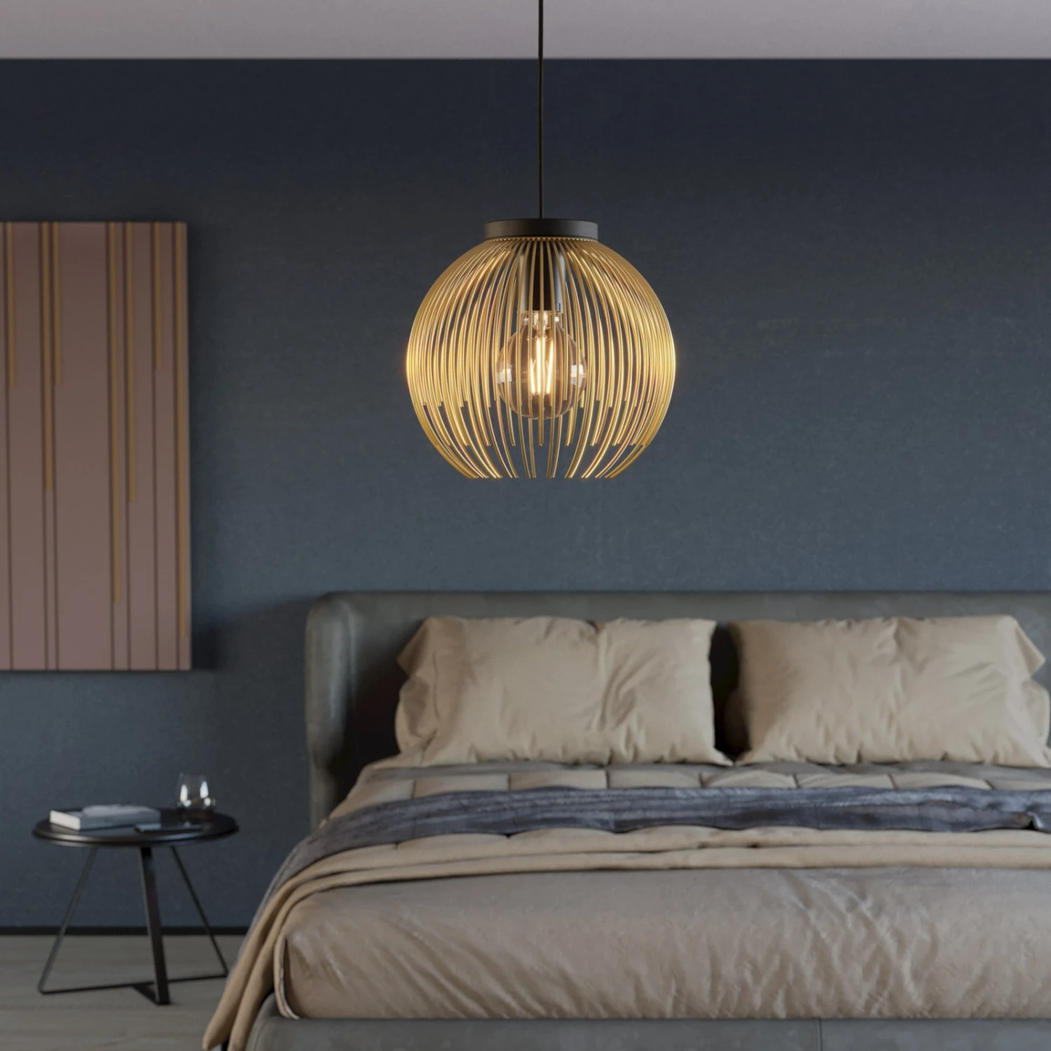 EGLO Suspension Venezuela Noire/dorée, à 1 lampe 4 EGLO Suspension Venezuela Noire/dorée, à 1 lampe – Image 2