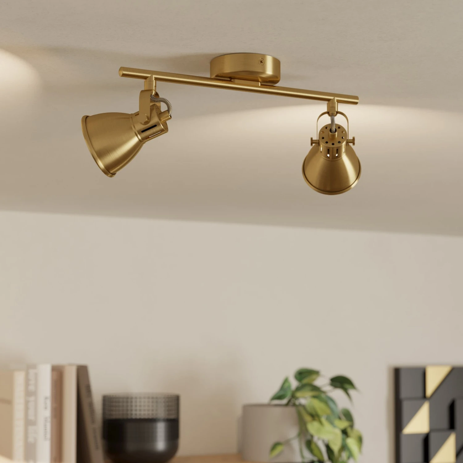 EGLO Spot Plafond Seras, Laiton-doré Brossé, à 2 Lampes 4 EGLO Spot Plafond Seras, Laiton-doré Brossé, à 2 Lampes – Image 2