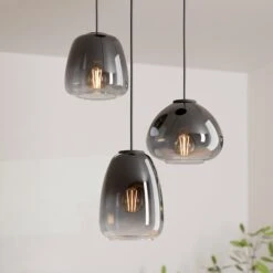 EGLO Suspension Aguilares Verre Fumé 3 Lampes Ronde 9 EGLO Suspension Aguilares Verre Fumé 3 Lampes Ronde -Luminaire 10001851 1
