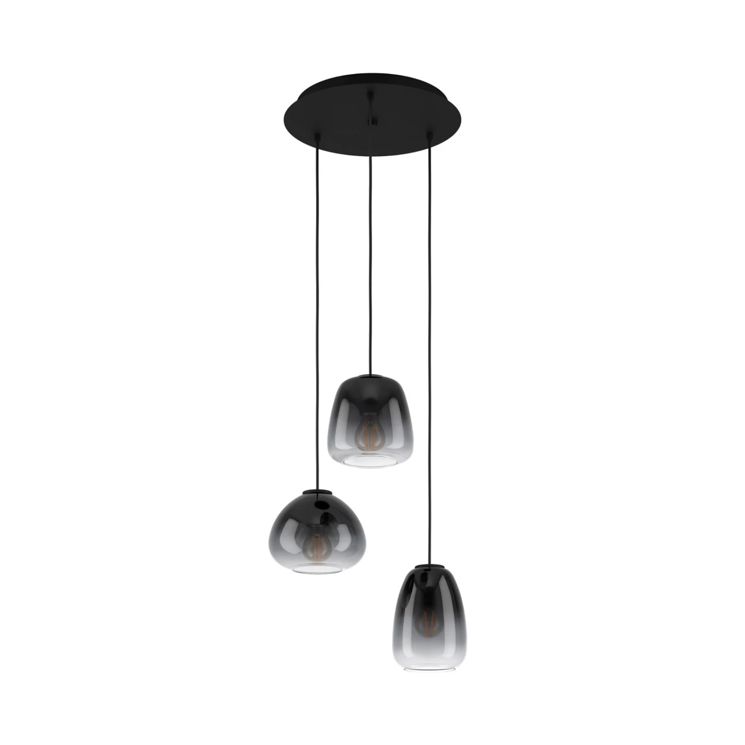 EGLO Suspension Aguilares Verre Fumé 3 Lampes Ronde 3 EGLO Suspension Aguilares Verre Fumé 3 Lampes Ronde