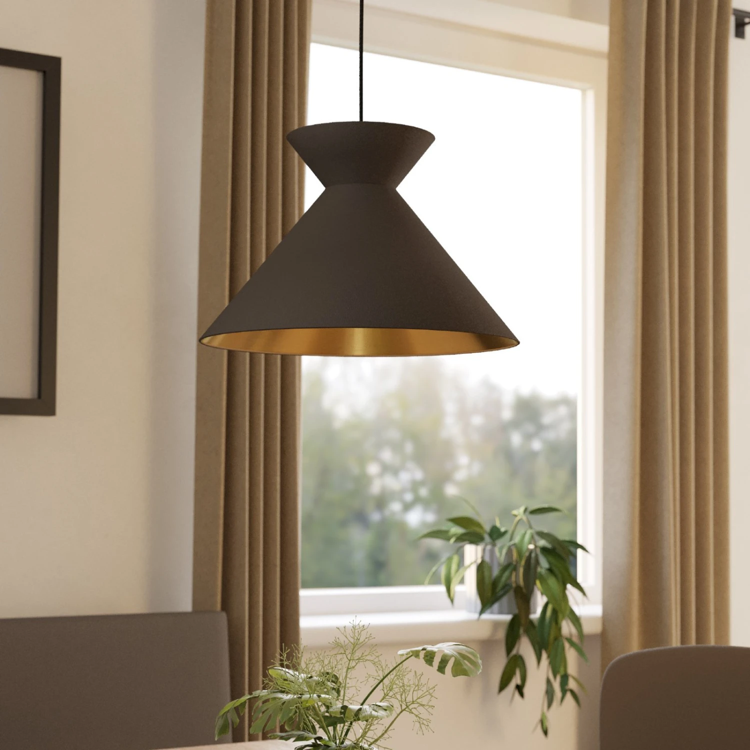 EGLO Suspension Nastasia Cappuccino/laiton à 1 Lampe 4 EGLO Suspension Nastasia Cappuccino/laiton à 1 Lampe – Image 2