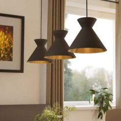 EGLO Suspension Nastasia Cappuccino/laiton à 3 Lampes -Luminaire 10001860 1