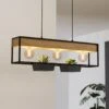 EGLO Suspension Libertad 1, 3 Lampes Noire/bois Naturel