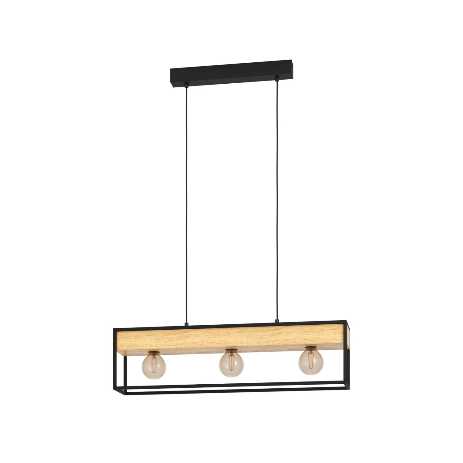 EGLO Suspension Libertad 1, 3 Lampes Noire/bois Naturel 5 EGLO Suspension Libertad 1, 3 Lampes Noire/bois Naturel – Image 3