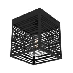 EGLO Plafonnier Piedritas, Un Abat-jour Carré Noir -Luminaire 10001868 2