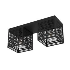 EGLO Plafonnier Piedritas, Deux Abat-jour Carrés Noirs -Luminaire 10001869 2