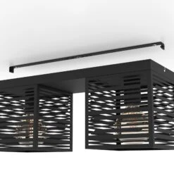EGLO Plafonnier Piedritas, Deux Abat-jour Carrés Noirs -Luminaire 10001869 3