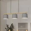 EGLO Suspension Mariel 3 Lampes Gris Clair Bois Naturel -Luminaire 10001878