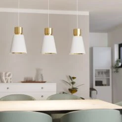 EGLO Suspension Aglientina Laiton/blanche, Trois Lampes -Luminaire 10001881 2