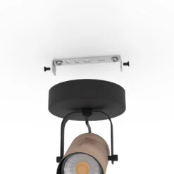 EGLO Spot Plafond Cayuca Noir/décor Bois, Une Lampe -Luminaire 10001898 3