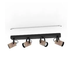 EGLO Spot Plafond Cayuca Noir/décor Bois, Quatre Lampes -Luminaire 10001899 3
