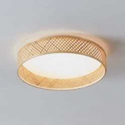 EGLO Plafonnier LED Luppineria Bambou Tressé Ø 38 cm