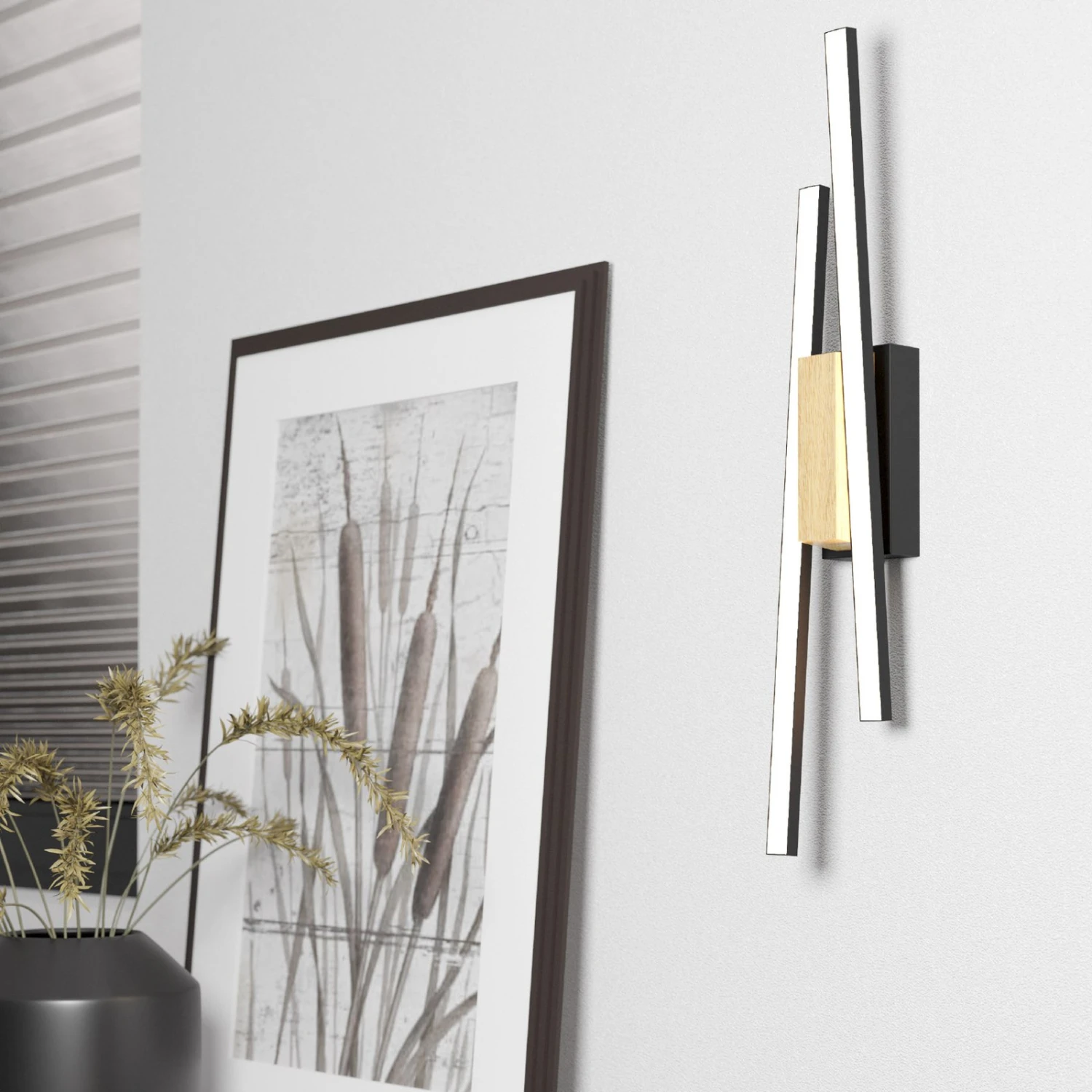 EGLO Applique LED Panagria, Noire Avec Détail Bois 4 EGLO Applique LED Panagria, Noire Avec Détail Bois – Image 2