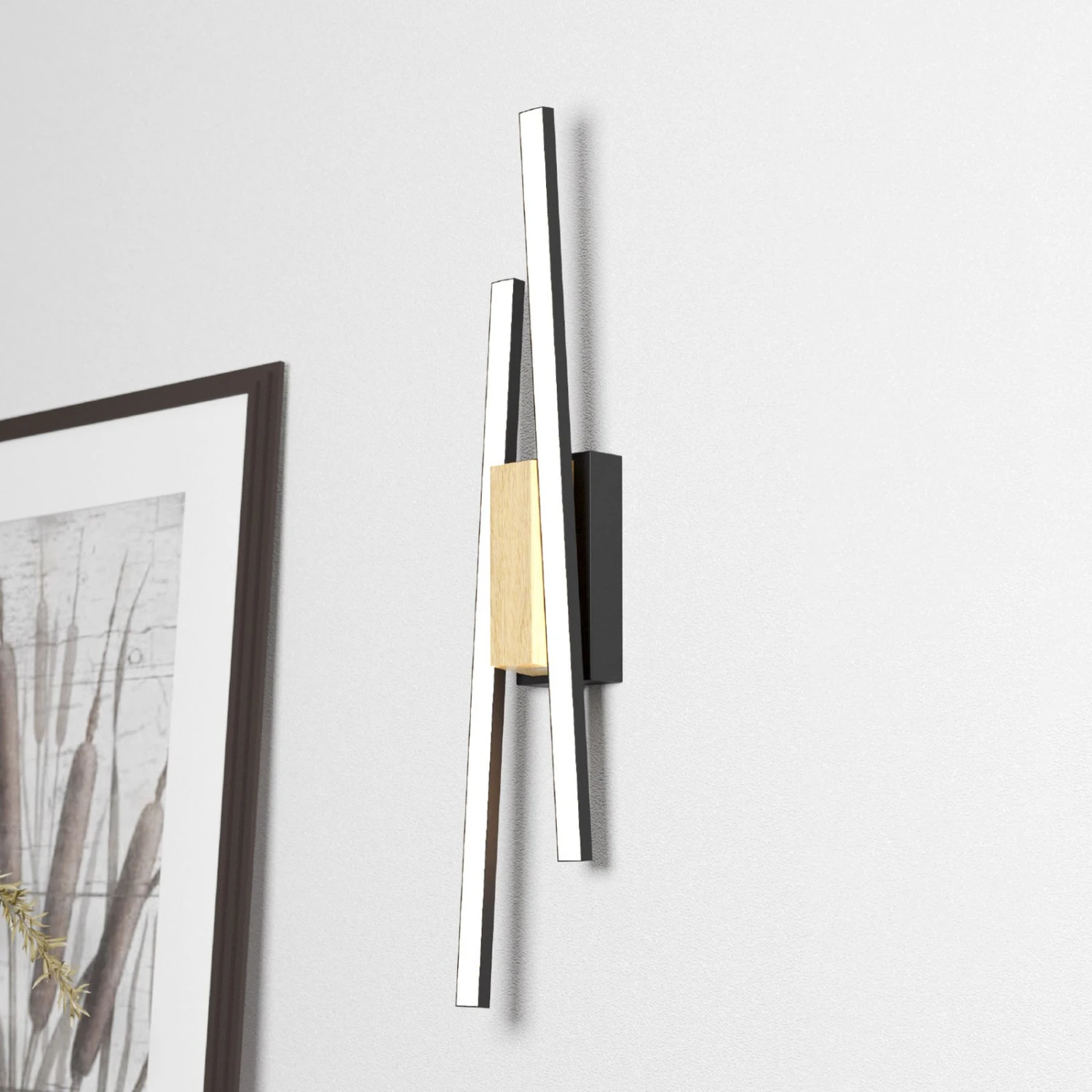 EGLO Applique LED Panagria, Noire Avec Détail Bois 3 EGLO Applique LED Panagria, Noire Avec Détail Bois