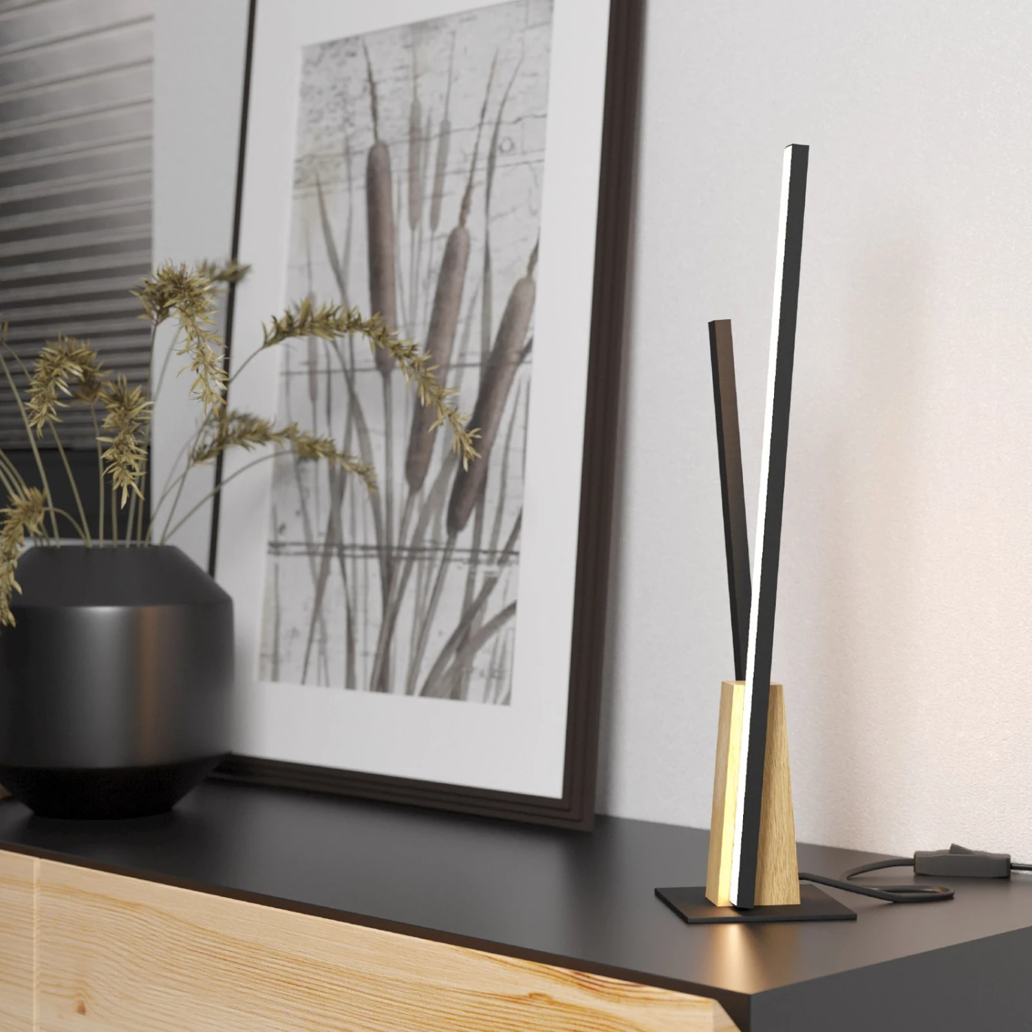 EGLO Lampe à Poser LED Panagria, Noire Avec Détail Bois 4 EGLO Lampe à Poser LED Panagria, Noire Avec Détail Bois – Image 2