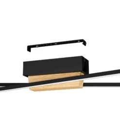 EGLO Plafonnier LED Panagria, Noir Avec Détail Bois -Luminaire 10001911 3
