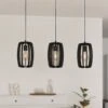 EGLO Suspension Bajazzara, Trois Abat-jour Cages, Noire
