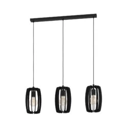EGLO Suspension Bajazzara, Trois Abat-jour Cages, Noire -Luminaire 10001920 2