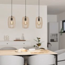 EGLO Suspension Bajazzara, Trois Abat-jour Cages, Sable -Luminaire 10001921 1