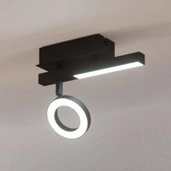 EGLO Spot Plafond LED Cardillio 2 Noir, Un Anneau