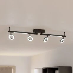 EGLO Spot Plafond LED Cardillio 2 Noir, Quatre Anneaux