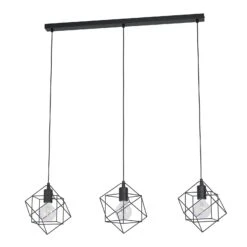 EGLO Suspension Straiton En Acier, à 3 Lampes Noire