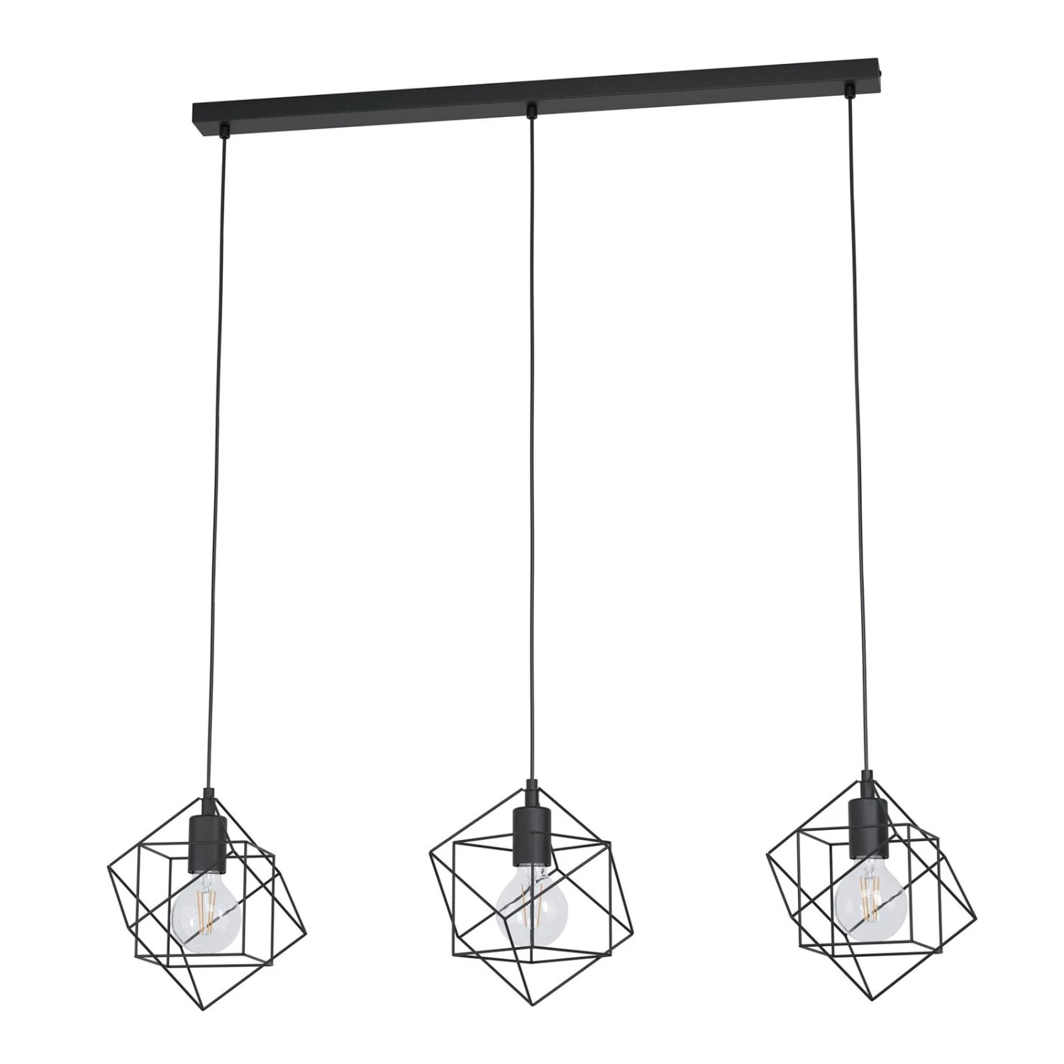 EGLO Suspension Straiton En Acier, à 3 Lampes Noire 3 EGLO Suspension Straiton En Acier, à 3 Lampes Noire
