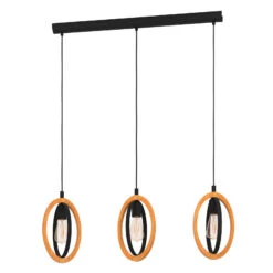 EGLO Suspension Basildon Détails Bois 3 Lampes Linéaire 8 EGLO Suspension Basildon Détails Bois 3 Lampes Linéaire -Luminaire 10008940 2