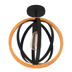 EGLO Basildon Plafonnier En Bois Et Acier