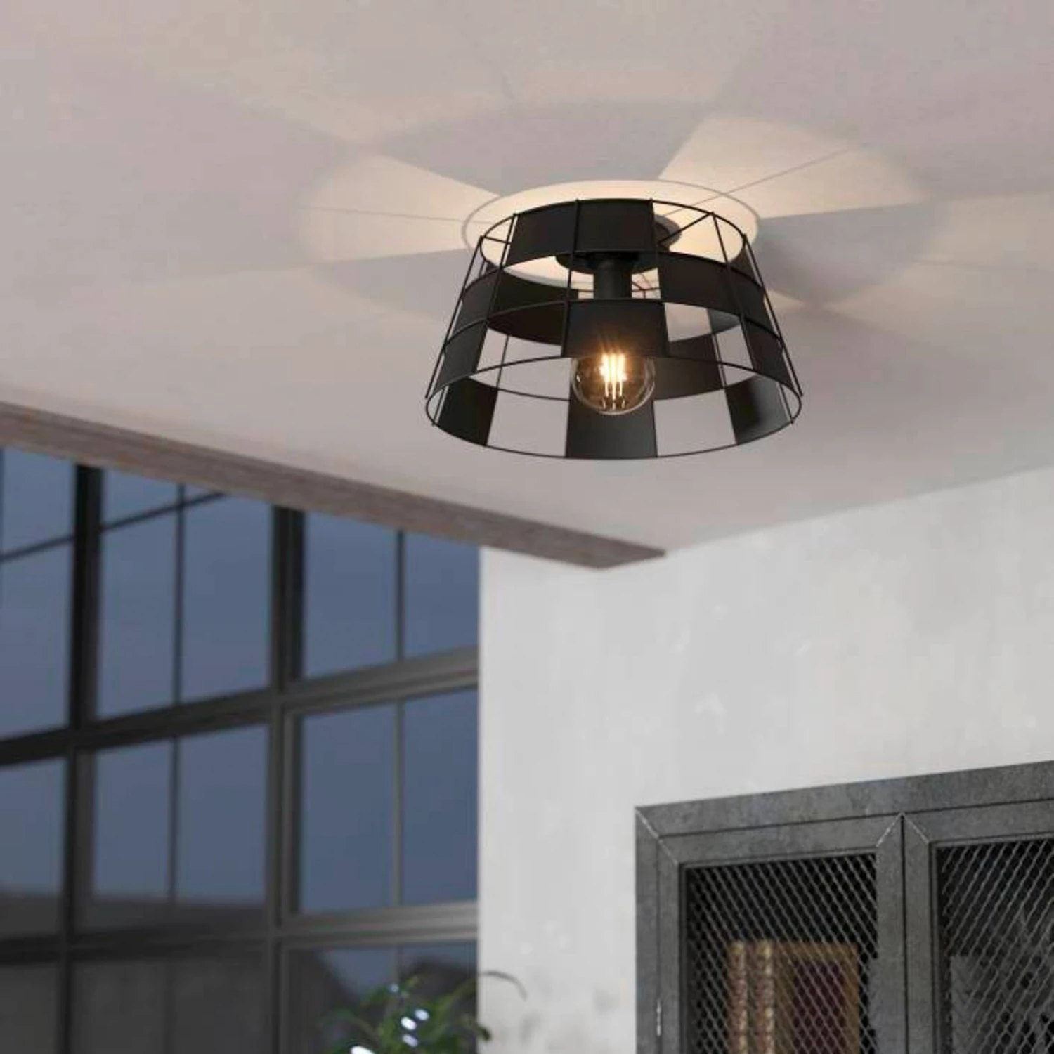 EGLO Pontefract Plafonnier En Acier, Noir 4 EGLO Pontefract Plafonnier En Acier, Noir – Image 2