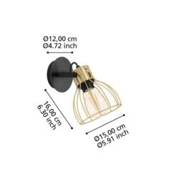EGLO Sambatello Applique à 1 Lampe Noire/dorée -Luminaire 10012862 2