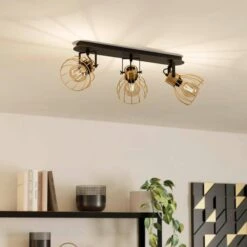EGLO Sambatello Plafonnier à 3 Lampes Noir/doré -Luminaire 10012864 2