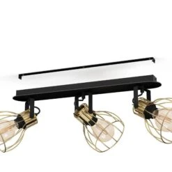 EGLO Sambatello Plafonnier à 3 Lampes Noir/doré -Luminaire 10012864 6
