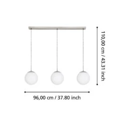EGLO Rondo Suspension, à 3 Lampes, Nickel/blanche 10 EGLO Rondo Suspension, à 3 Lampes, Nickel/blanche -Luminaire 10012866 2