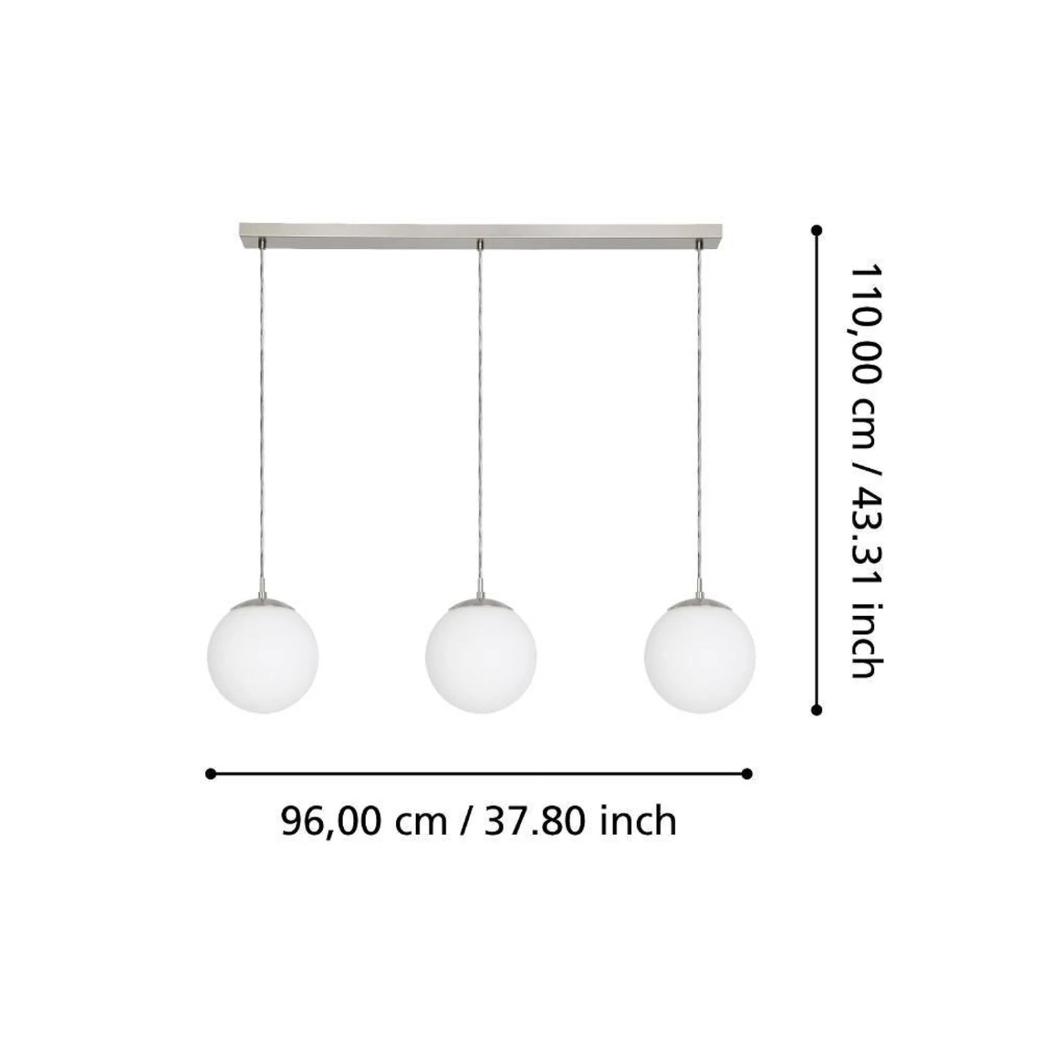 EGLO Rondo Suspension, à 3 Lampes, Nickel/blanche 5 EGLO Rondo Suspension, à 3 Lampes, Nickel/blanche – Image 3