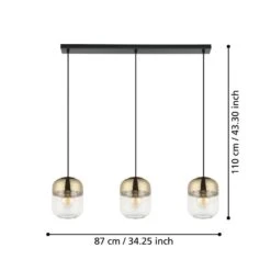 EGLO Maryvilla Suspension, Dorée/claire, 3 Lampes -Luminaire 10013167 2