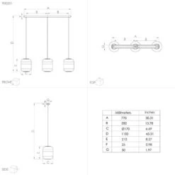 EGLO Maryvilla Suspension, Dorée/claire, 3 Lampes -Luminaire 10013167 3