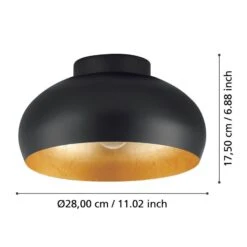 EGLO Mogano 2 Plafonnier, Ø28 cm, Noir/doré -Luminaire 10013171 2